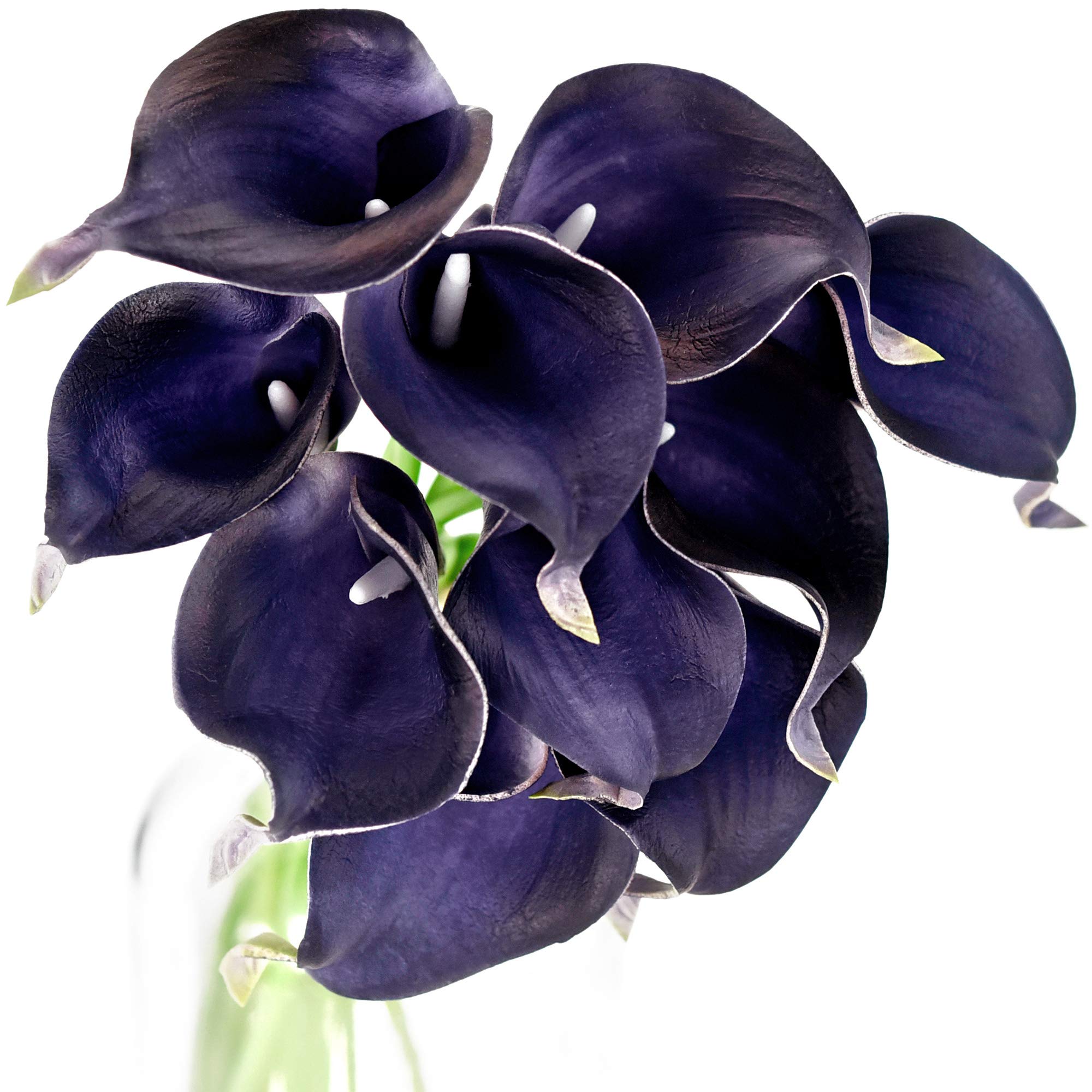FiveSeasonStuff 10 Stems Real Touch Calla Lilies Artificial Flower Bouquet, Perfect Wedding, Bridal, Party, Home Office Décor DIY (Dark Blue Violet)