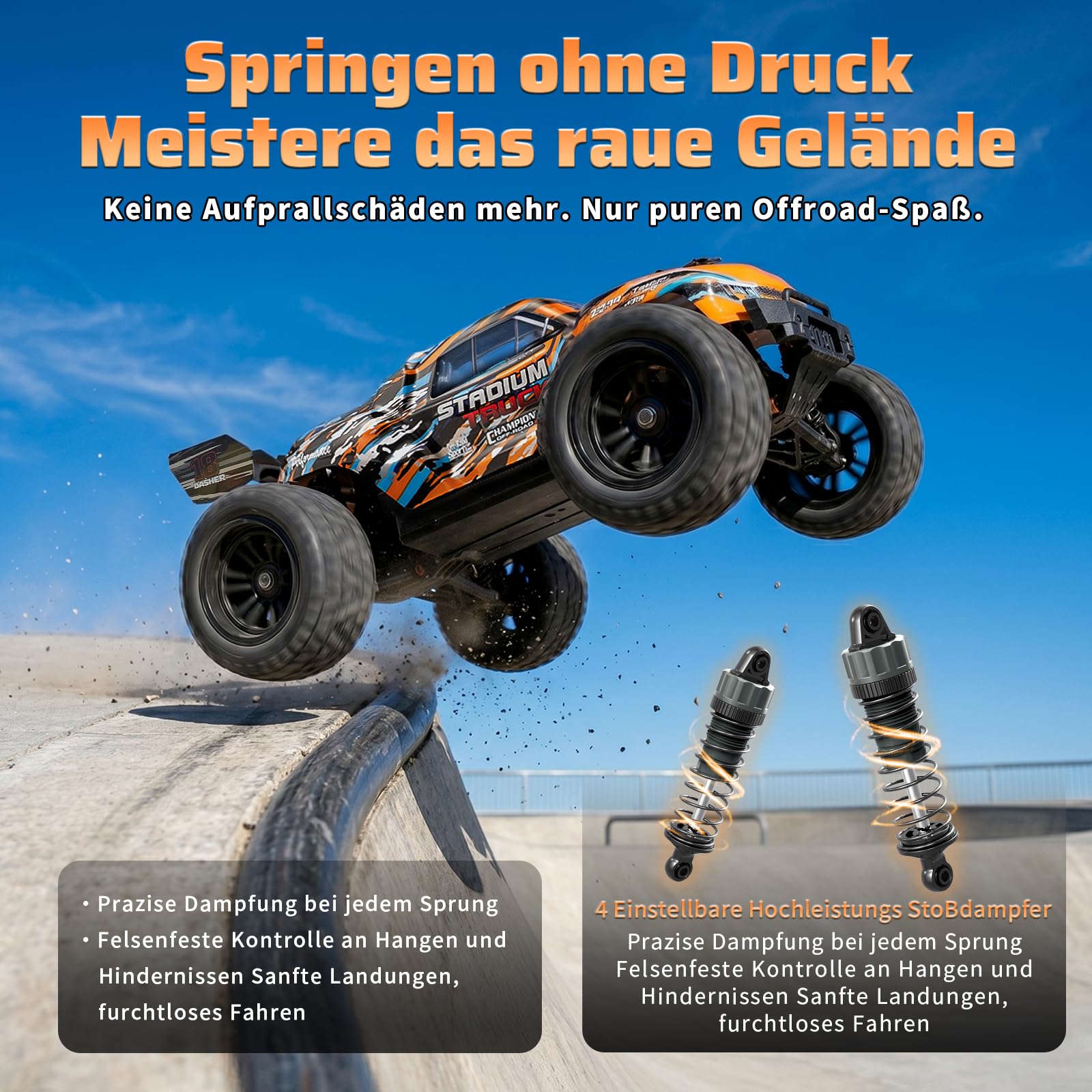 HAIBOXING Ferngesteuertes Auto 4WD RC Auto 1/18 36 km/h Offroad Ferngesteuert Buggy 2.4Ghz All Terrain Rennauto Ferngesteuert RC Buggy,Ferngesteuert Monstertruck für Kinder und Erwachsene18858E