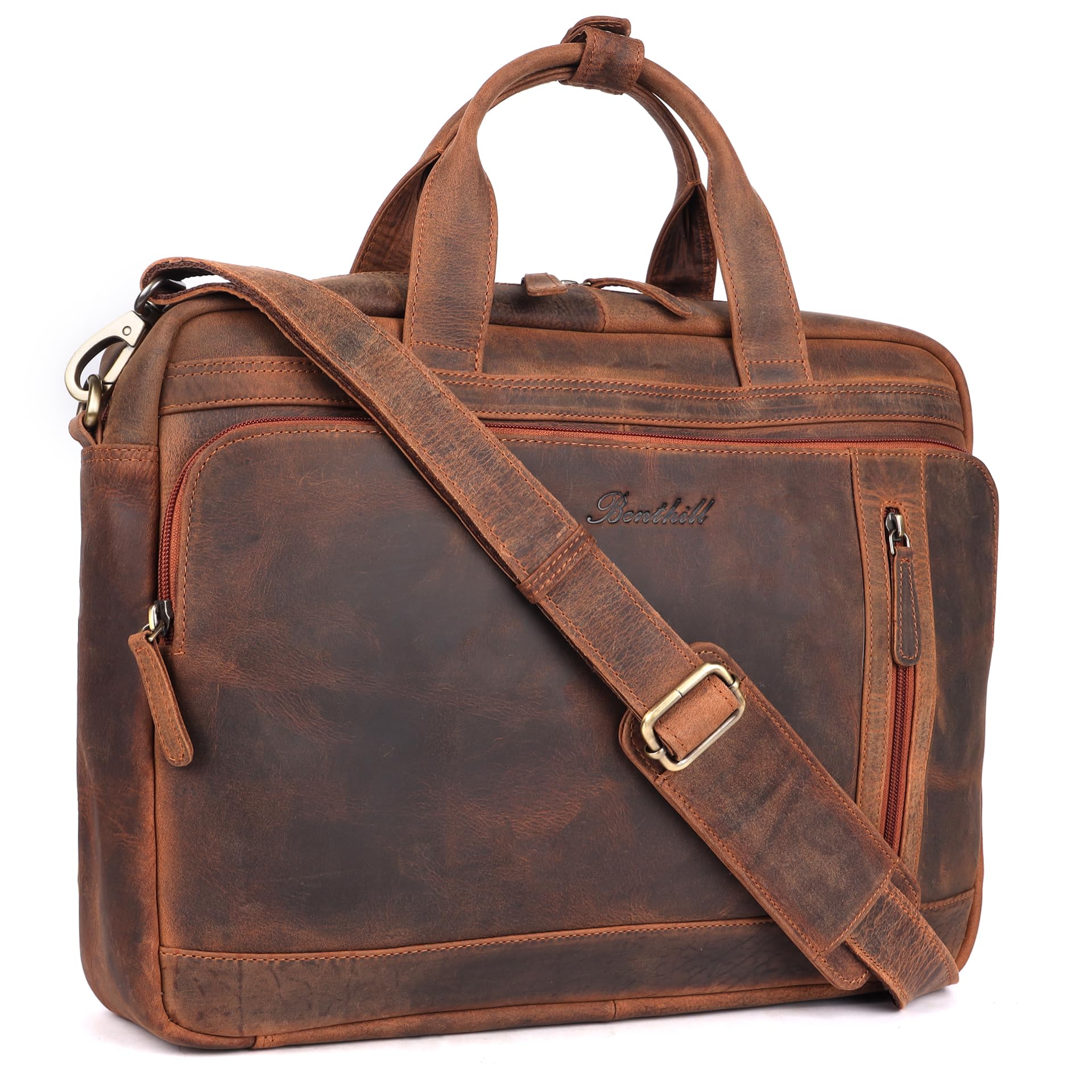 Benthill Laptoptasche Echt Leder I EchtLeder Umhängetasche für Laptop I Aktentasche für Notebook I Damen und Herren Tasche I Notebooktasche