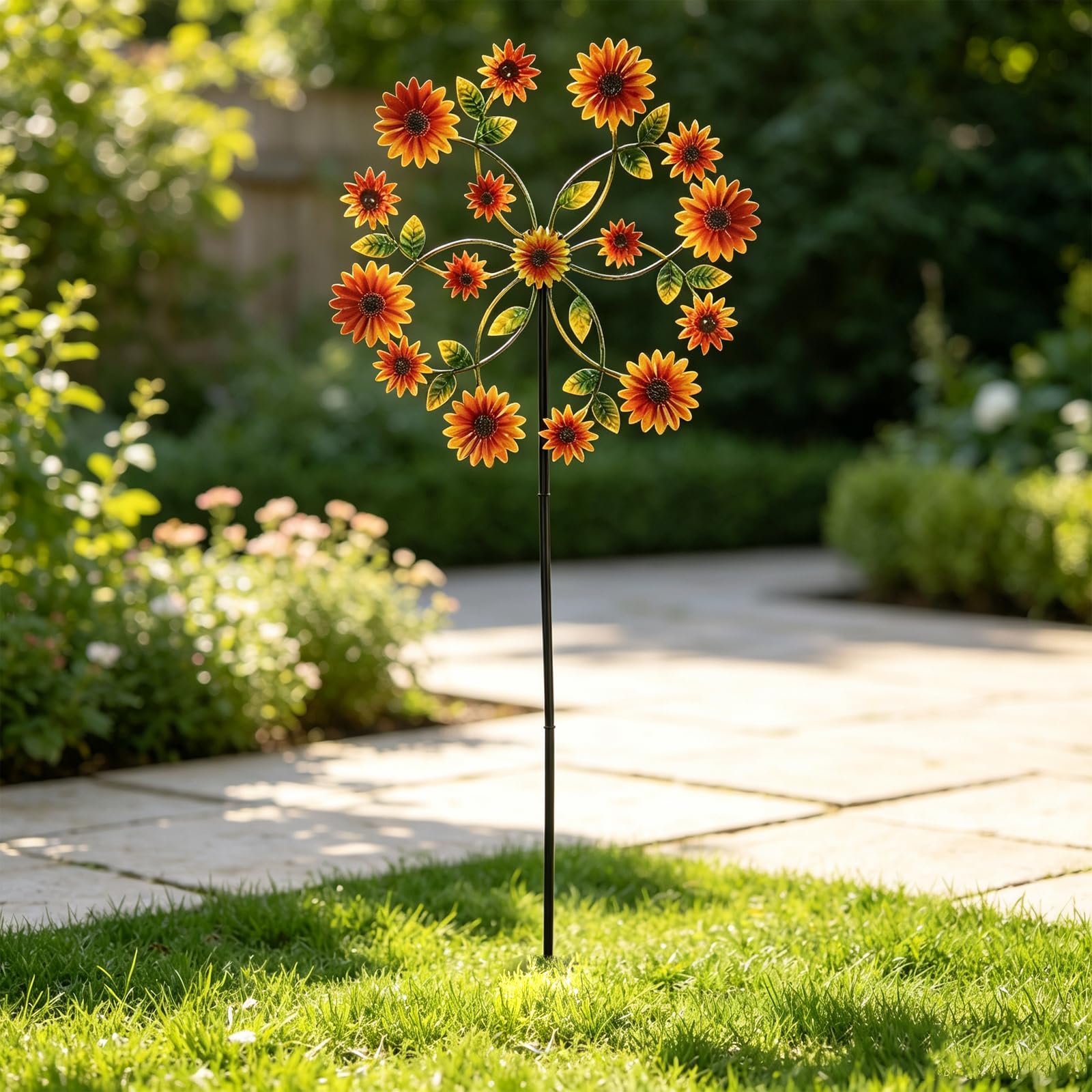 Les-Theresa Wind Spinners Outdoor, Garden Wind Spinner with Stake Waterproof Kinetic Wind Spinner, Vintage Metal Wind Sculptures & Spinners, Large Windmill Art Decoration for Lawn Patio Garden