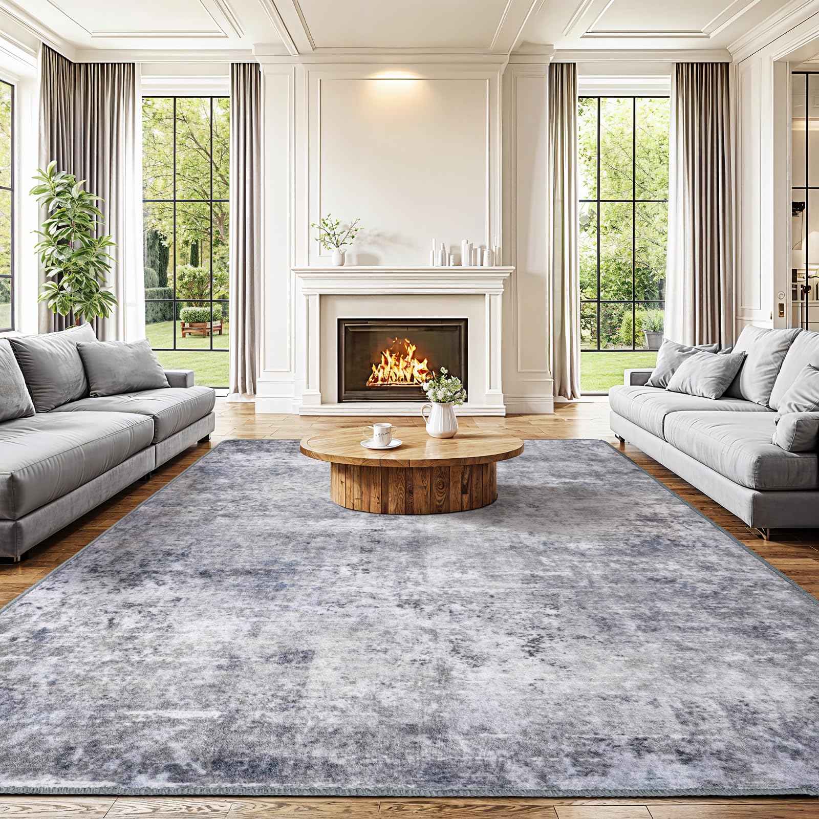 Shilucheng 8x10 Area Rug for Living Room Clearance, Machine Washable Non-Slip Neutral Modern Abstract Indoor Rugs, Soft Rug for Bedroom Under Bed,