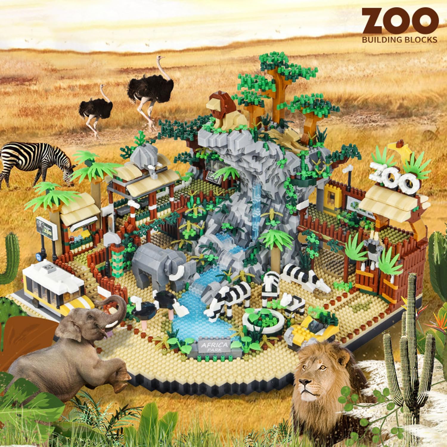 Minxtech Zoo Architektur Mini Baustein Bausatz, 4800 Teile Zoo Klemmbausteine Haus Modell, Micro Konstruktionsspielzeug Nicht Kompatibel mit Großen Marken