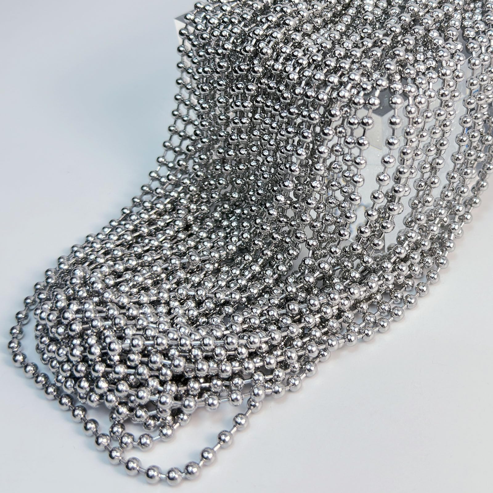 Size #10 Beaded Ball Chain 4.5mm - 50 Feet & 10pcs Connector Clasps for Plumbing (304 Stainless Steel)