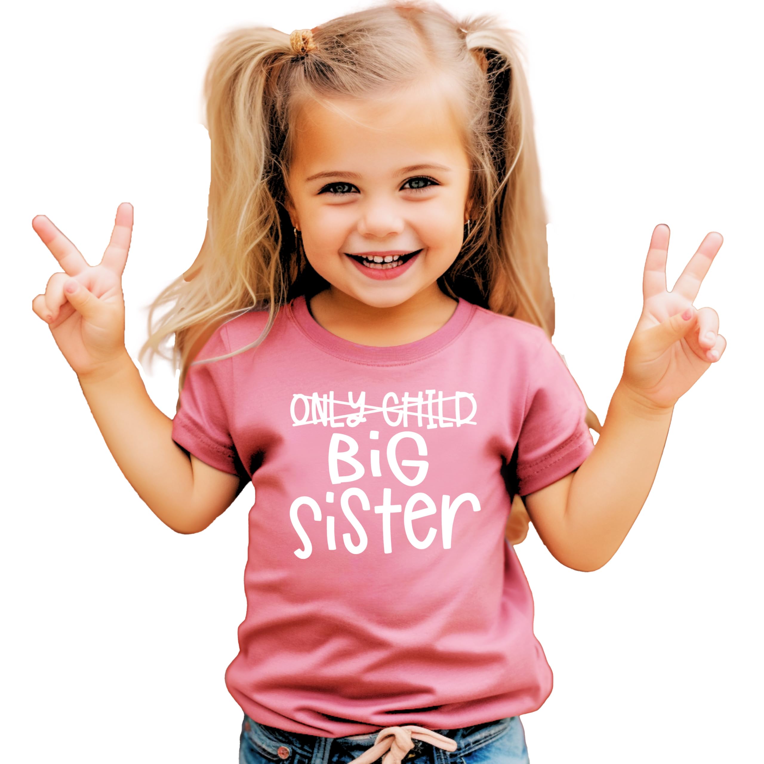 Olive Loves Apple Only Child to Big Sister Sibling Announcement Shirts for Baby and Toddler Girls Sibling Outfits Mauve Shirt 3T