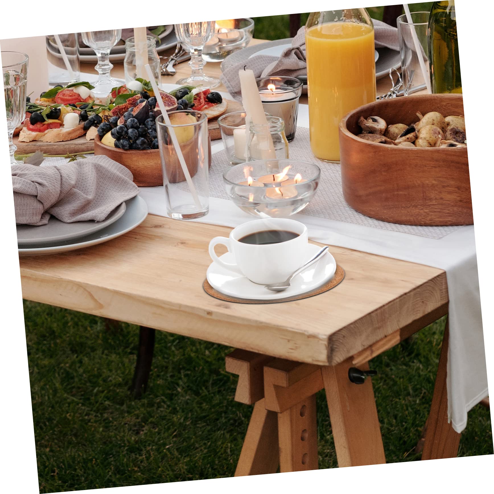 TOPBATHY Rond en Liège 30 Pièces sous-Verres Isolants Dessous De Verre en Liège Dessous De Verre Rond sous- en sous-Verres Résistants à La Chaleur Sets De Table en Bambou