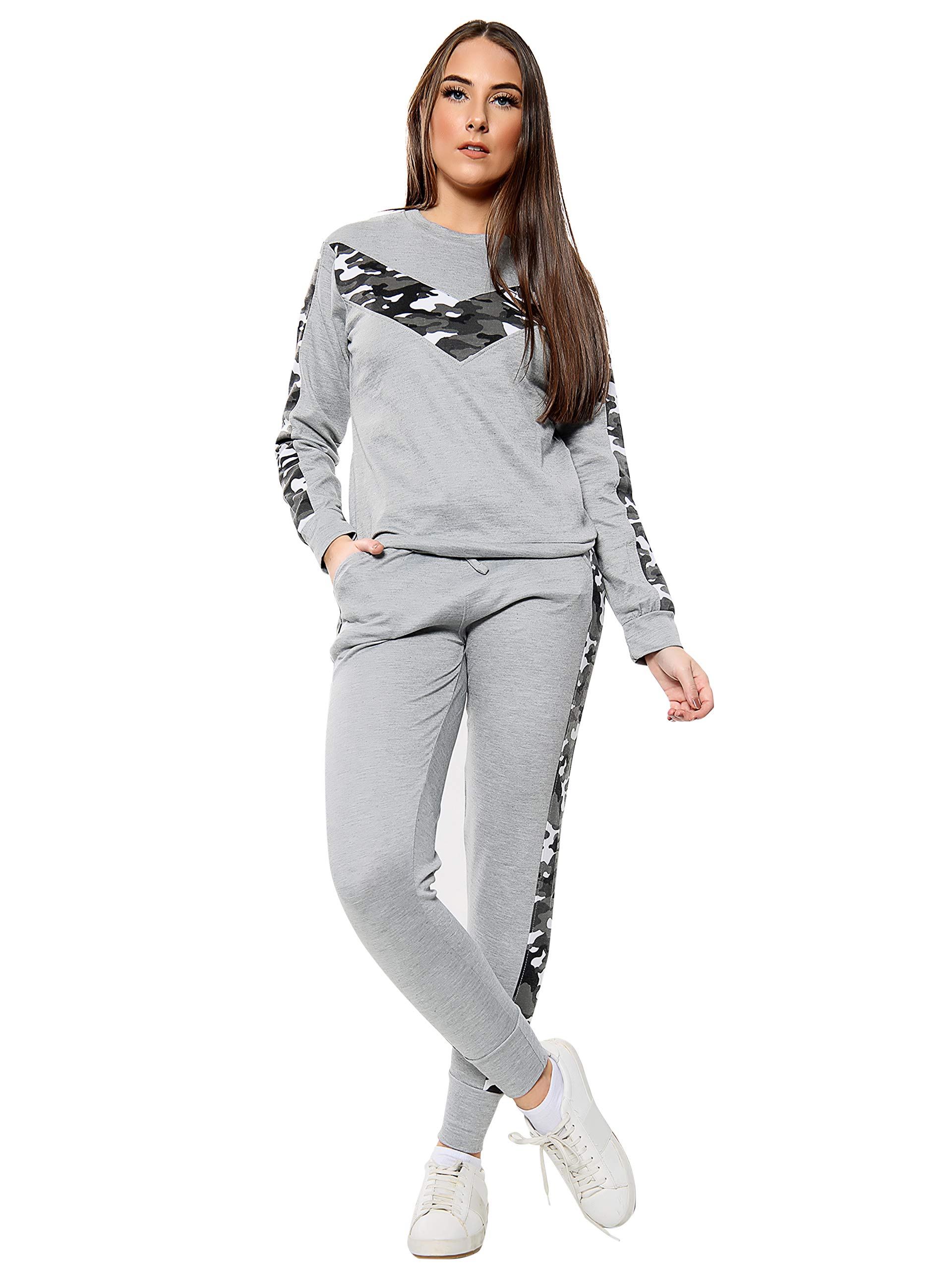 Love My FashionsWomens Multi Printed Full Sleeves Side Panel Ladies Casual Loungewear Sports Jogging Tracksuit Gym Workout Outfit with Pockets