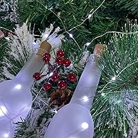 Vista 4 de Luces de botella de vino con corcho, 20 LEDs, 2 metros de luces de corcho de alambre plateado, luces de hadas mini en cadena, para bricolaje