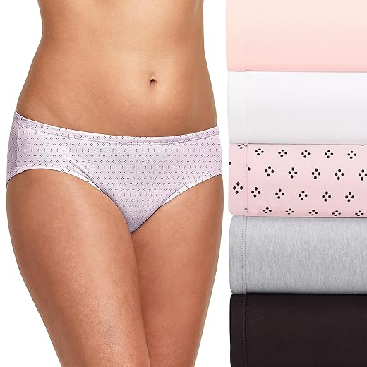 Hanes Ultimate Women's Hipster Panties 5-Pack, Moisture-Wicking Hipster Briefs, Hipster Underwear, 5-Pack (Colors May Vary)