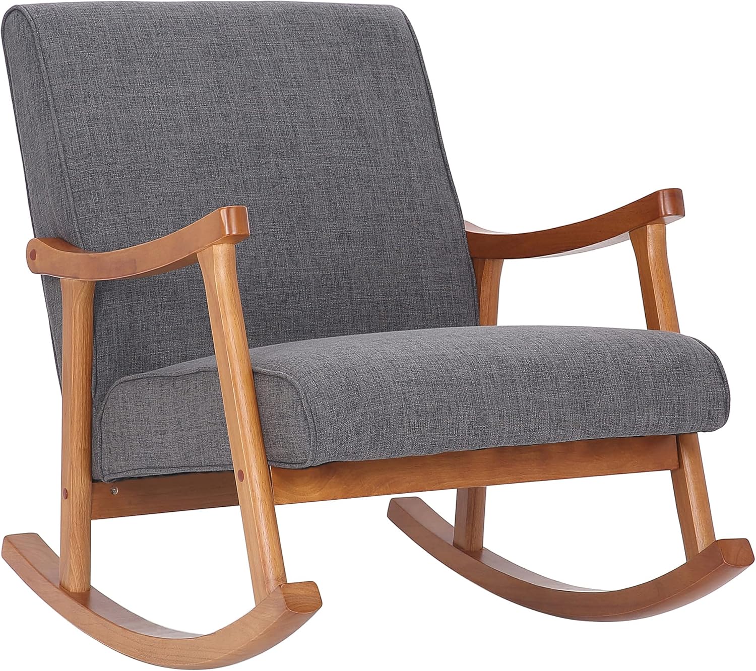 CLP Sillón Mecedora Morelia En Tela & con Base De Madera I Silla Relax Cómoda, Acolchada & con Diseño Clásico, Color:Gris Claro