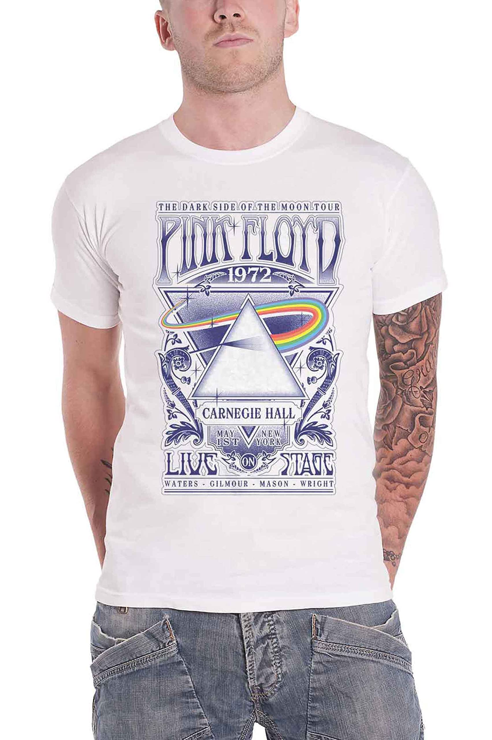 Pink Floyd Men's White T Shirt Carnegie Hall Poster Band Logo Official Unisex Xxxxxl