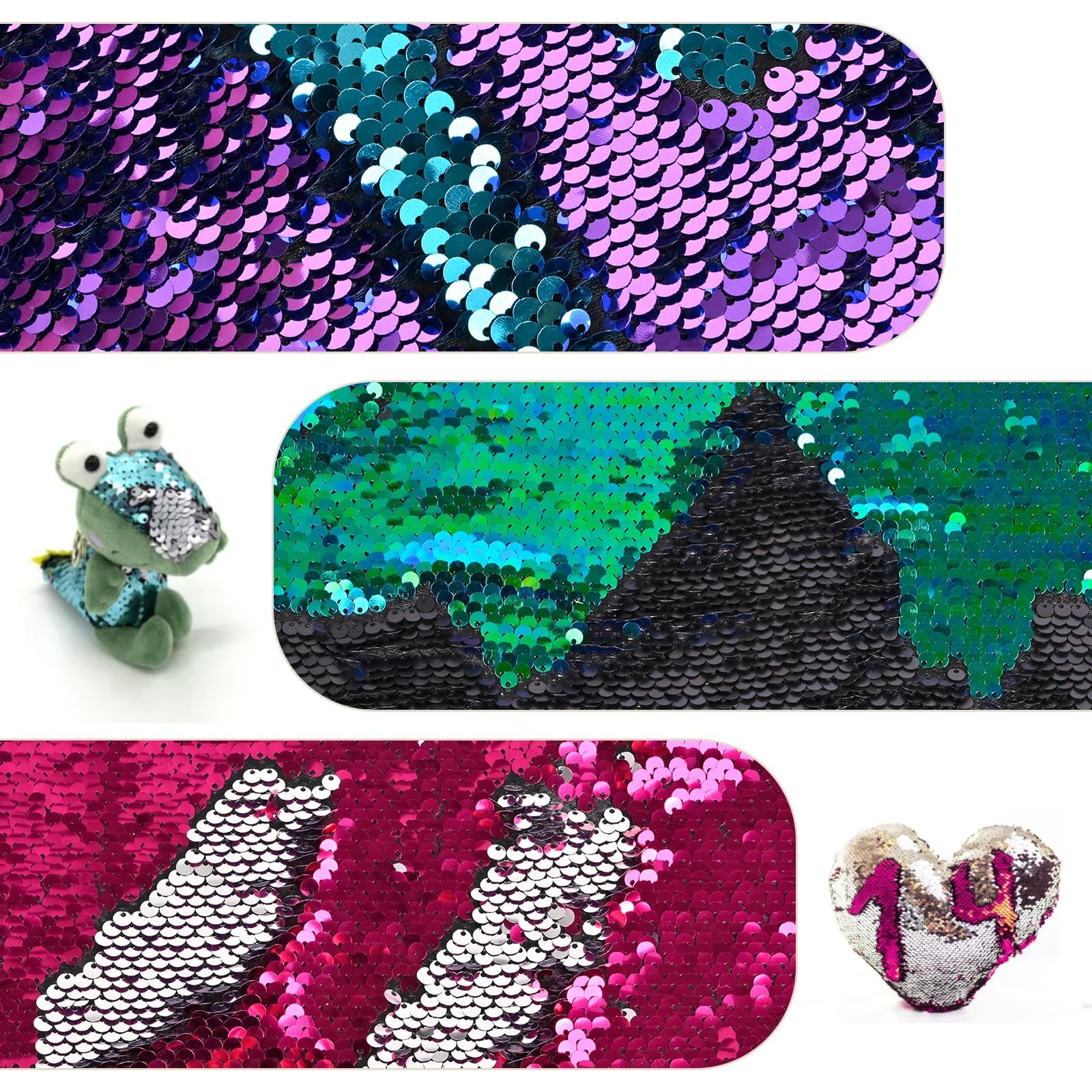 Memogizz 12pcs A4 Size One-Side Reversible Glitter Sequin Fabric, Colourful Sensory Items Stimulation Craft for Kids, Hobby Craft Fabric Sheets (A4 Size Silver) - Image 4