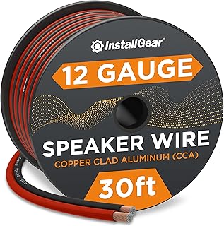 InstallGear 12 Gauge AWG 30ft Speaker Wire True Spec and Soft Touch Cable - Speaker Wire 12 Gauge - Red/Black (Great Use for Car Speakers Stereos, Home Theater Speakers, Surround Sound, Radio)