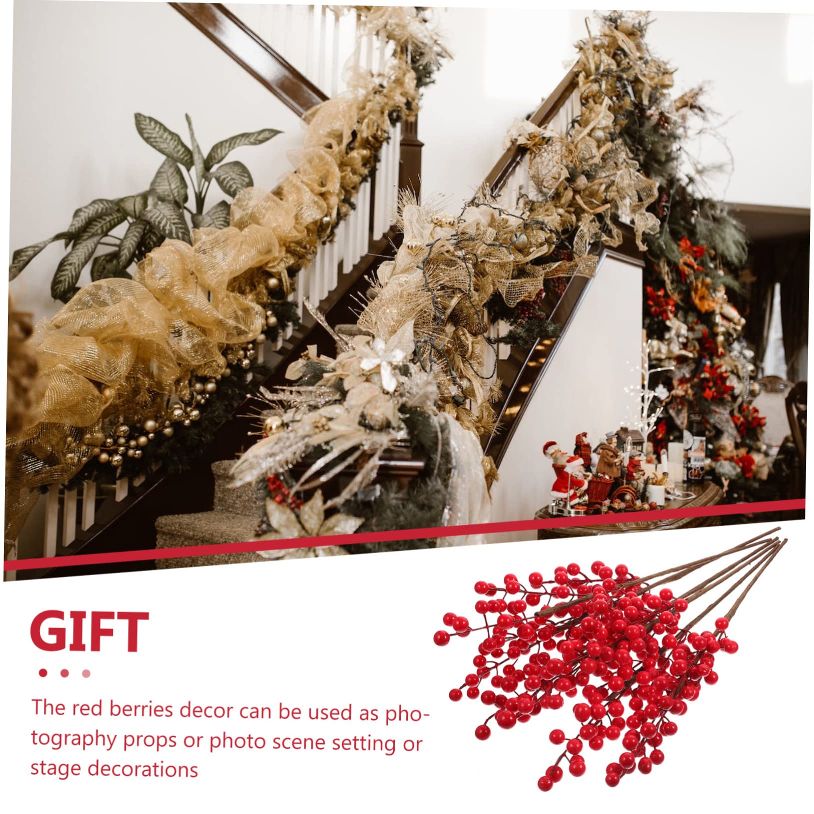 TOPBATHY 12 Pz Ramo Di Bacche Rosse Gambo Di Bacche Artificiali Di Fiori Di Natale Bacca Artificiale Raccoglitori Di Bacche Artificiali Bacche Di Piante Di Simulazione Rosso Schiuma