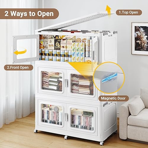 Miniatura 6 de BROVIEW Contenedores de almacenamiento apilables extra grandes de 660 cuartos de galón con tapas, contenedores de almacenamiento apilables de 165