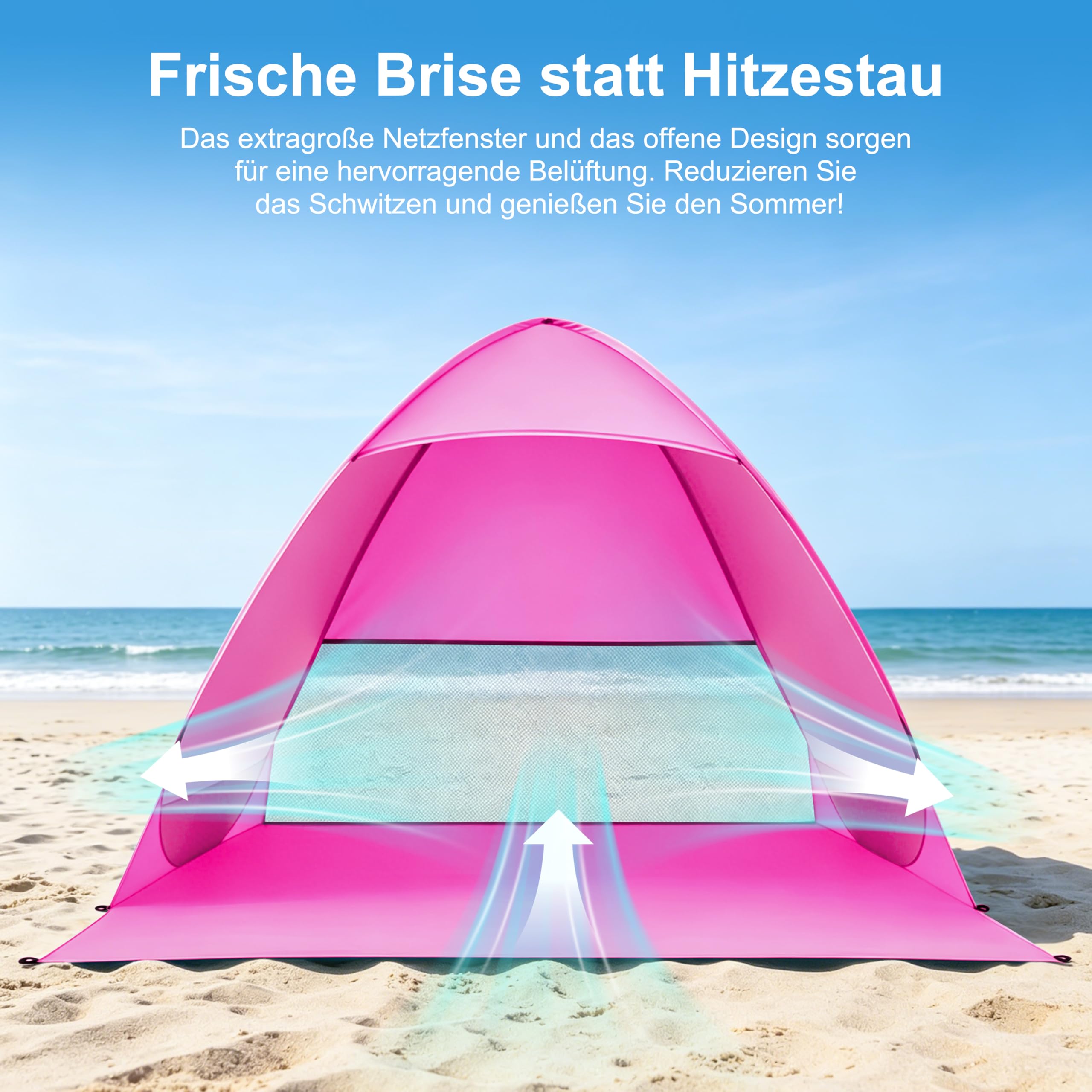 Tenda parasole XXL da spiaggia e da spiaggia, tenda parasole per esterni, portatile, colore: rosa