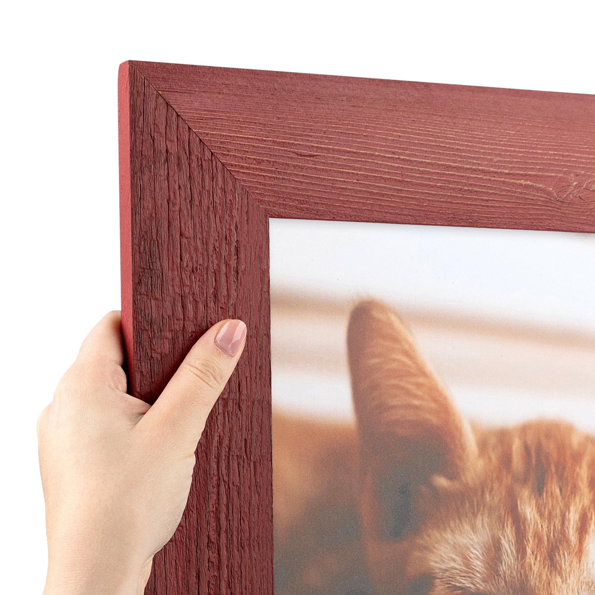 ArtToFrames 4x14 Inch Red Picture Frame, This 2.50 Inch Custom Wood Poster Frame is Real Reclaimed Red Barnwood 2.5 Inch - Comes with Regular Glass and Corrugated Backing (2WOMRFB-250-BRD-4x14)