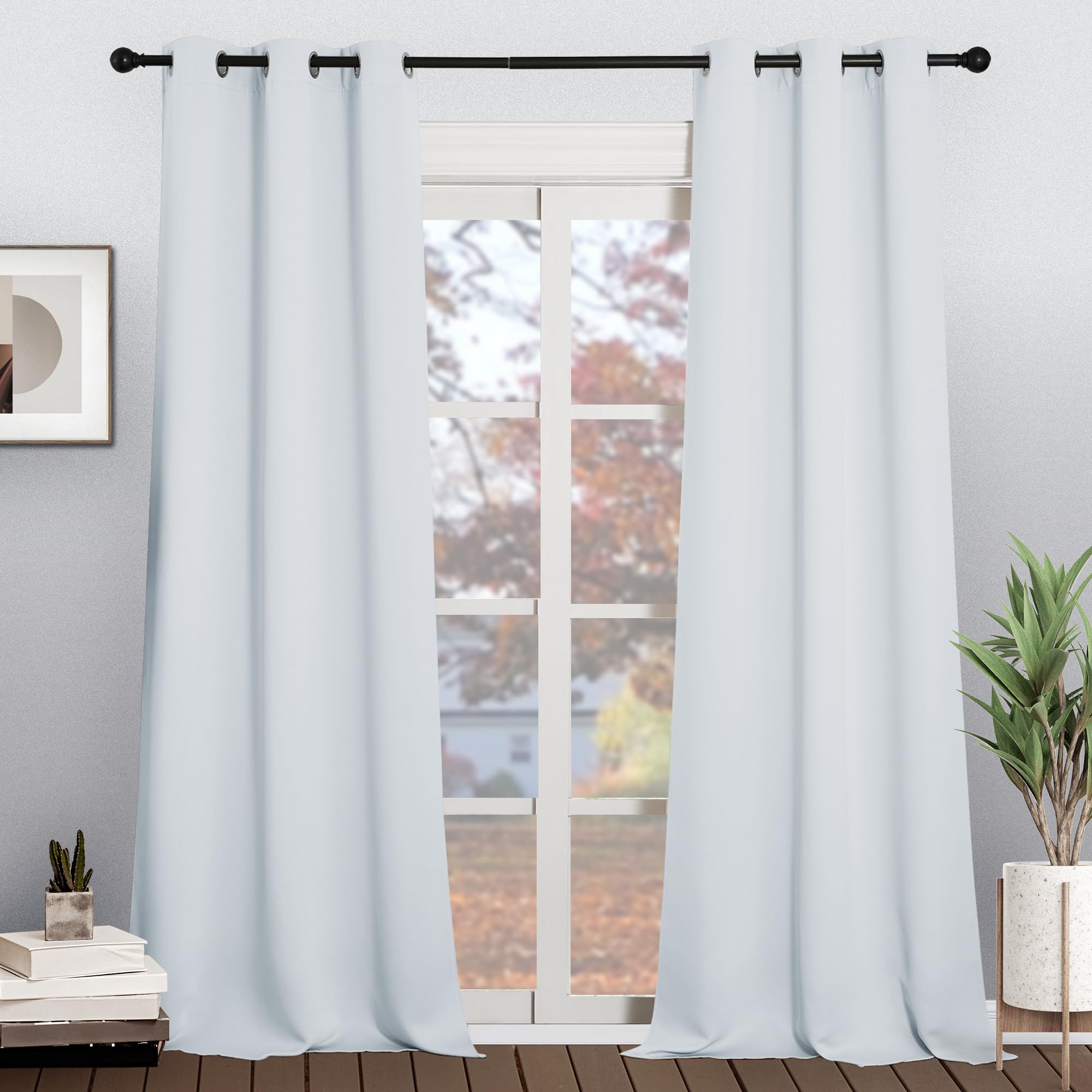 Rideaux occultants thermiques KGORGE bleu 117x228,6 cm pour fenêtres de bureau