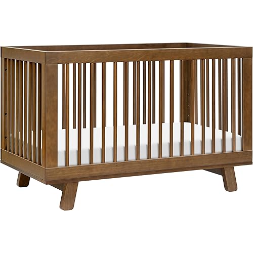 babyletto Hudson 3-in-1 Convertible Baby Crib with Toddler Bed & Daybed Conversion - Strong, Durable & Easy to Assemble - GREENGUARD Gold Certified w/ 4 Adjustable Mattress Heights - Natural Walnut