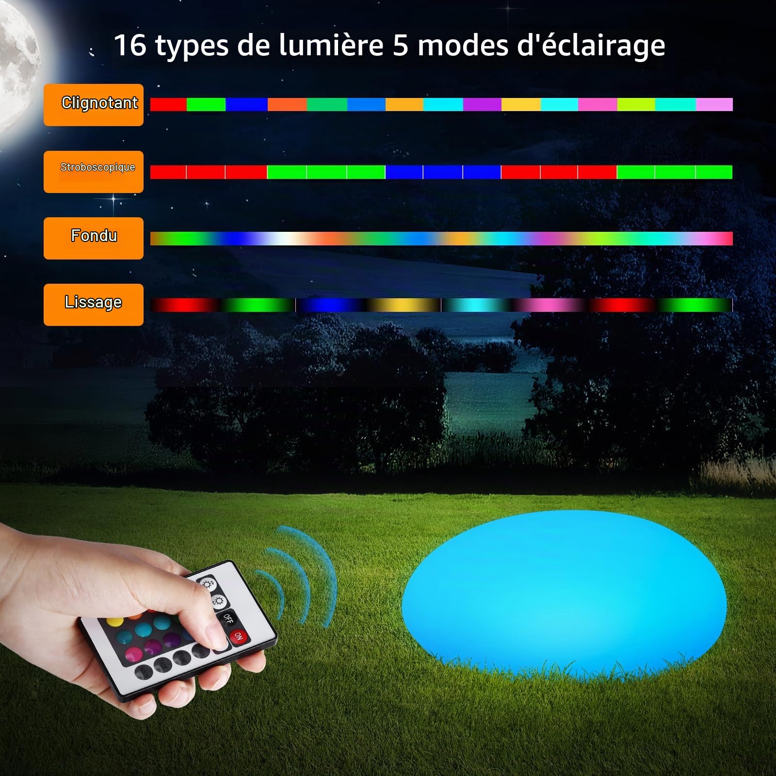 Lampe Solaire Exterieur Decorative – Lampe Solaire Exterieur Jardin avec 16 couleurs et télécommande – Éclairage pour Jardins, Pelouse, Cour, Piscine, Café, Mariage, Parterre de Fleurs