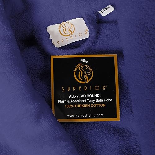 Miniatura 6 de Superior Traditional Premium Turkish Cotton Lightweight Long Bathrobe with Pockets Bath Robes, Men's Small-Medium, Navy Blue