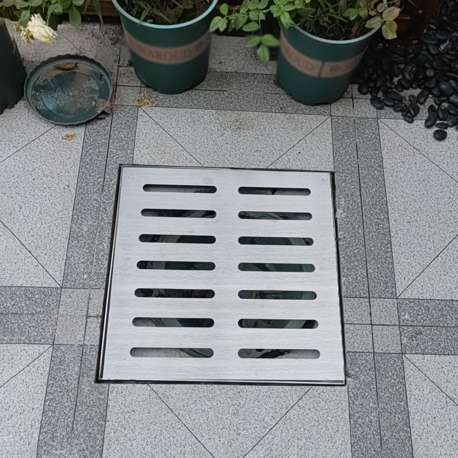 Vibeo Drain Covers Outdoor Strip Hole Drain Cover for Yard, 10x10 20x20 30x30 40x40 50x50 60x60 cm Stainless Steel Drain Grate with Base, Outdoor Drainage Strainer(60cmx60cm(23 5/8" x23 5/8"))