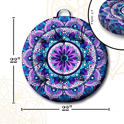 Miniatura 4 de Cojín de meditación con mandala, tapete de meditación bohemio, almohadas de meditación para sentarse en el suelo, cojines para sentarse en casa y al