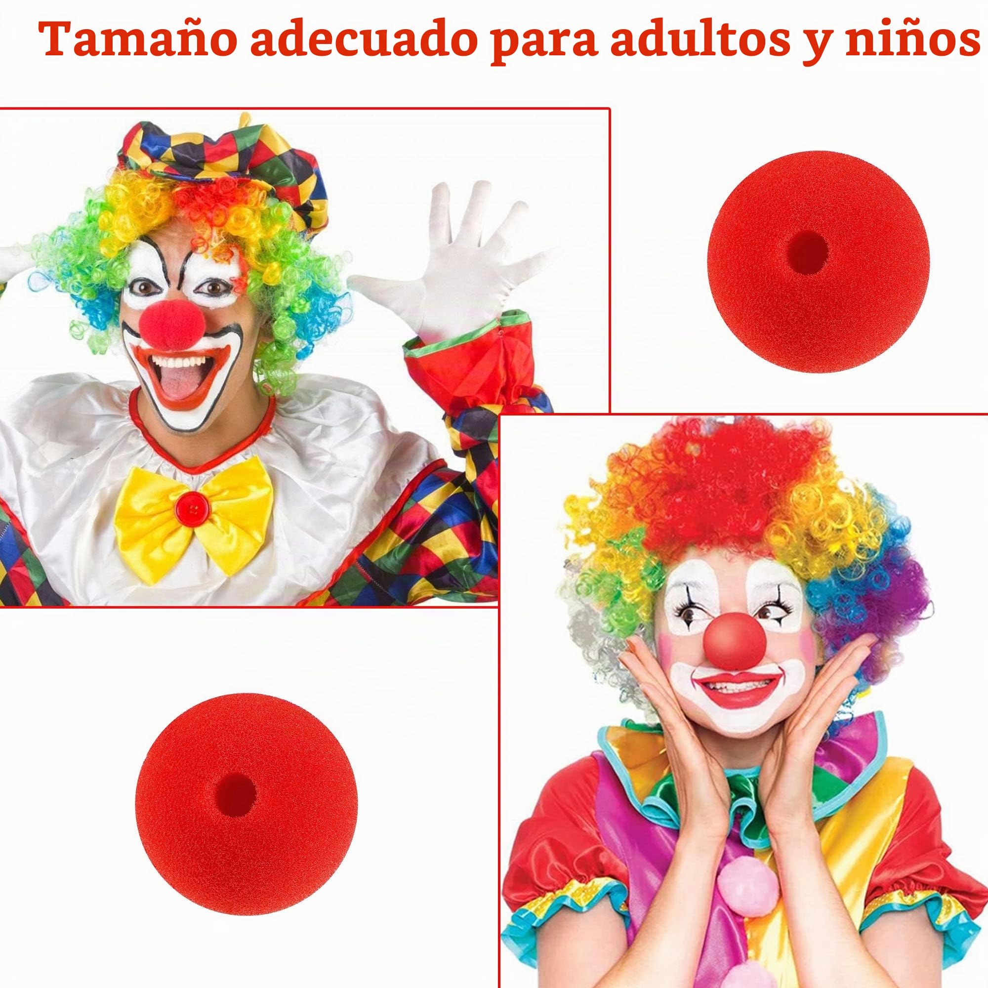 60 Unidades de 5 cm de Payaso Nariz Roja de Espuma para Adultos y Niños, Suministros para Fiestas, Cosplay, Mascarada, Circo, Halloween, Navidad, Carnaval y Cumpleaños