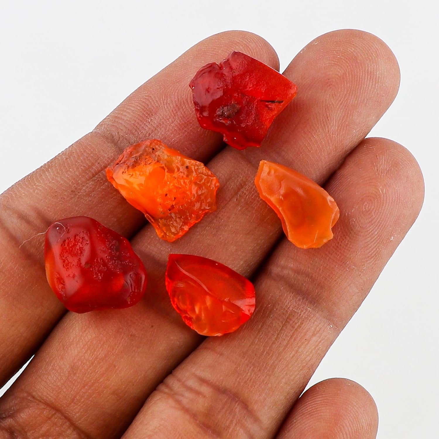 (5pcs) Natural Raw Mexican Fire Opal Gemstones, Wholesale Rough Stones, Loose Bulk Supply, DIY Jewelry Making, Healing Crystals, October Birthstone, Gem Collection - Image 5