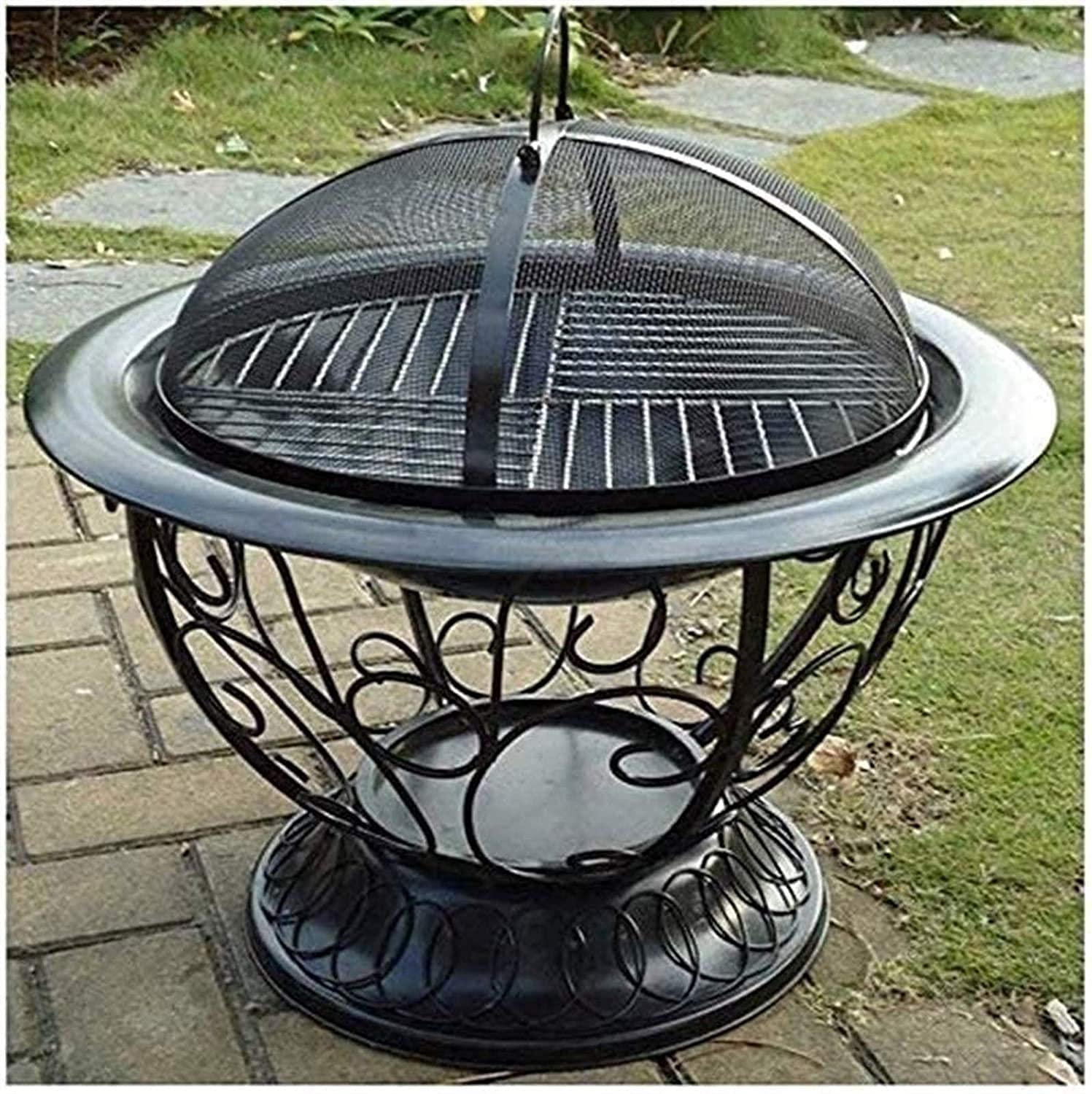 Grill, palenisko do grilla, palenisko do grilla, akcesoria do paleniska na zewnątrz, piec na drewno do podróży i na kemping, ognisko piknikowe, z grillem, e