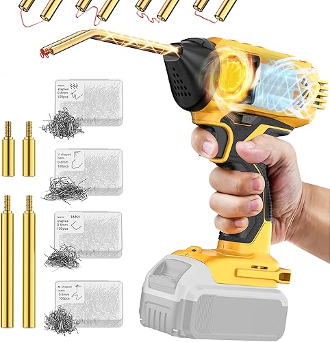 Ecarke - Pistola soldadora de plástico inalámbrica para batería Dewalt de 20 V, máquina de soldadura portátil de 120 W, 6 tipos y 600 grapas, kit de