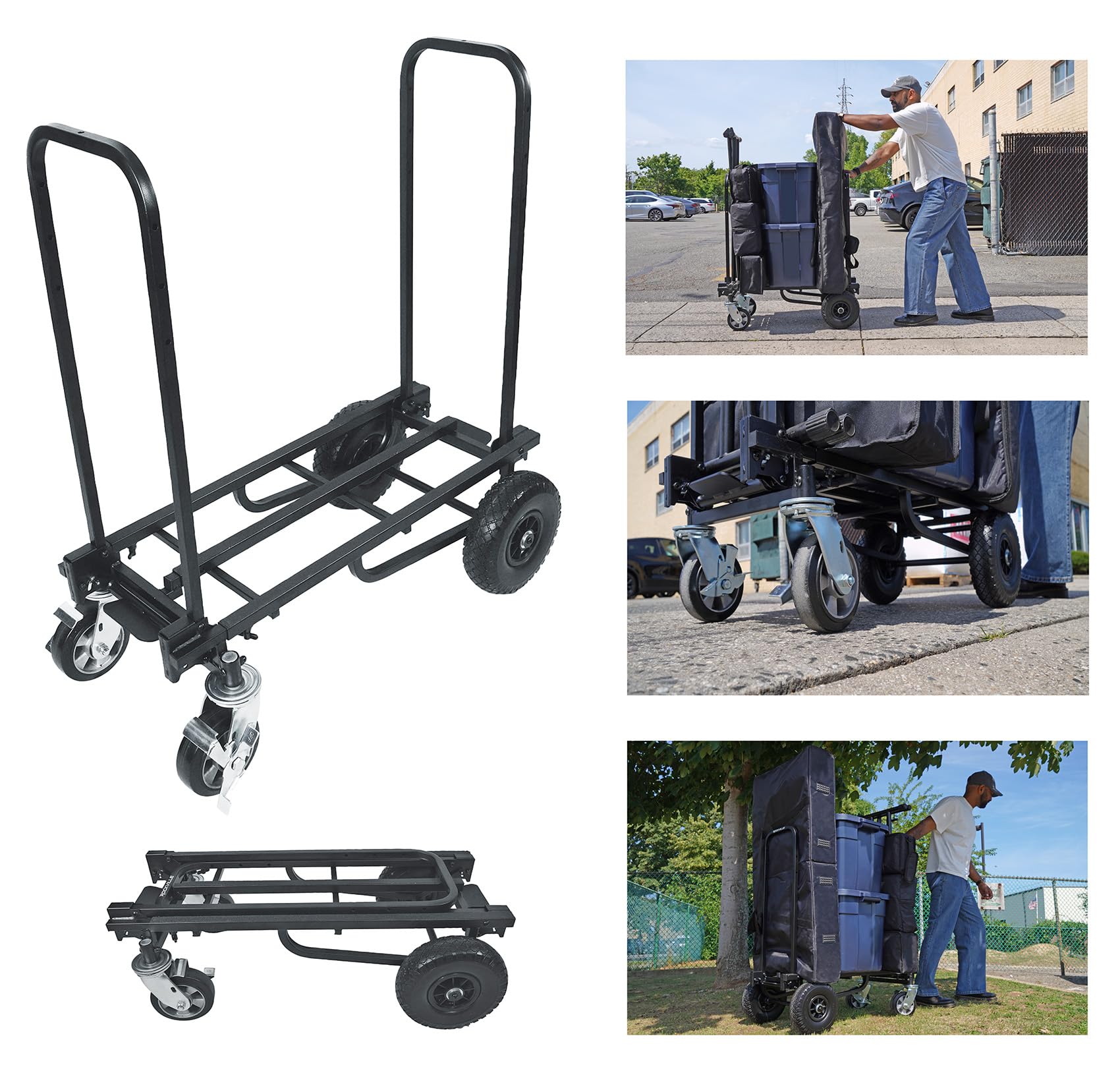 Rockville Bundle: Rockville Rock CART Off-Road DJ Equipment Pro Transport Rolling Car Huge Wheels! Bundle with Rockville CART-Stand-Bag Tripod/Mic/Speaker Stand Bag for Rock Cart Pro (2 Items)