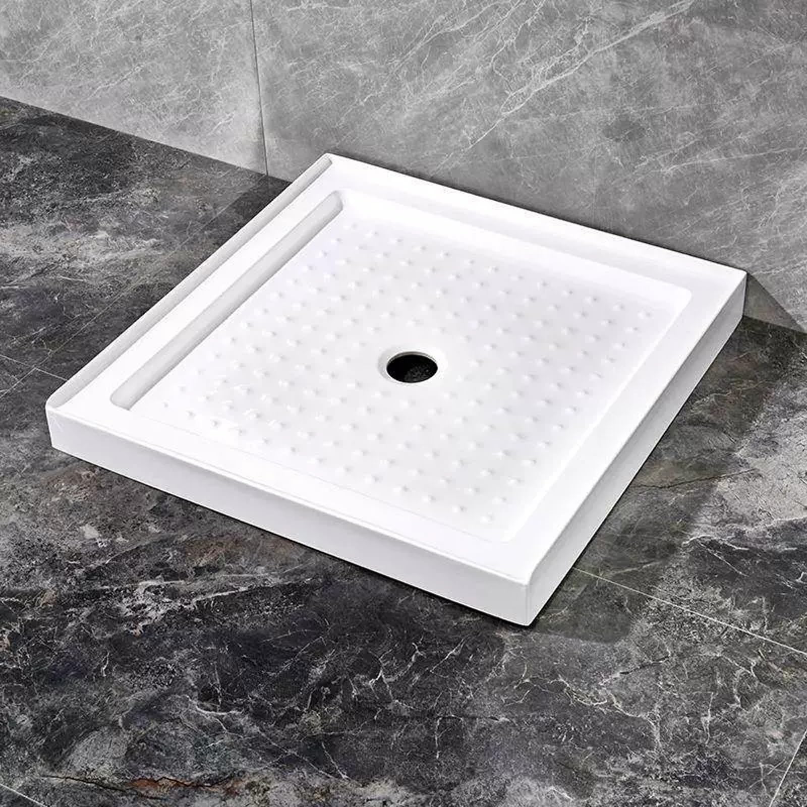 Pogrubiona akrylowa patelnia prysznicowa do kampera – antypoślizgowa, teksturowana, kwadratowa taca podstawowa z centralnym odpływem do renowacji łazienki, 90 x 90 cm (35 x 35) – trwały, nowoczesny
