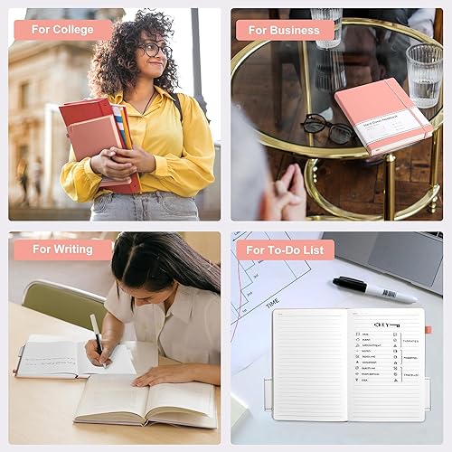 Miniatura 5 de CAGIE Cuaderno rayado, 320 páginas, cuaderno de rayas universitarias, diario grueso de papel de 3.53 ozyd, diario B5 de tapa dura de cuero para