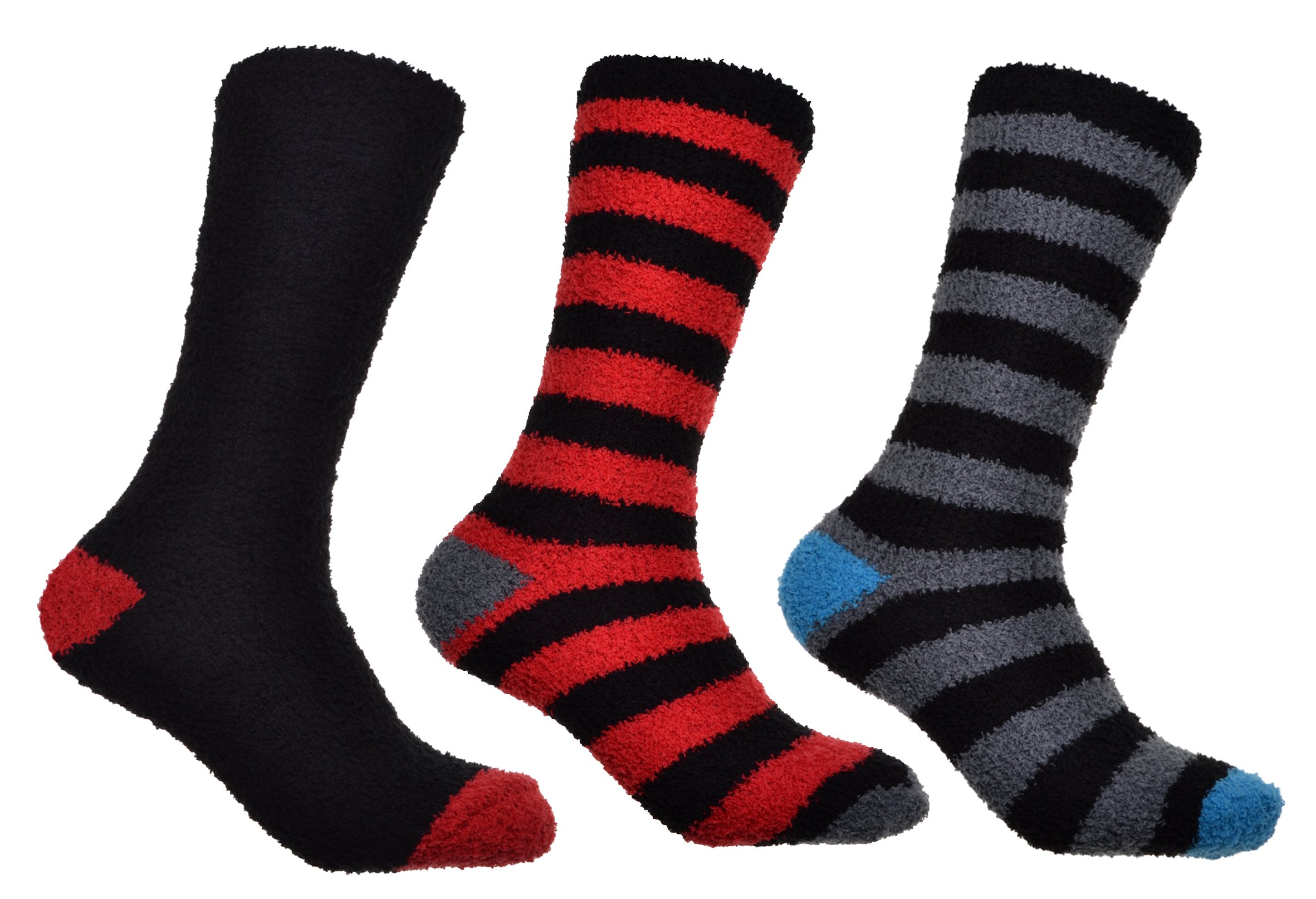 WB Socks Stripey Soft & Warm Men's Fluffy Socks 3 pair pack