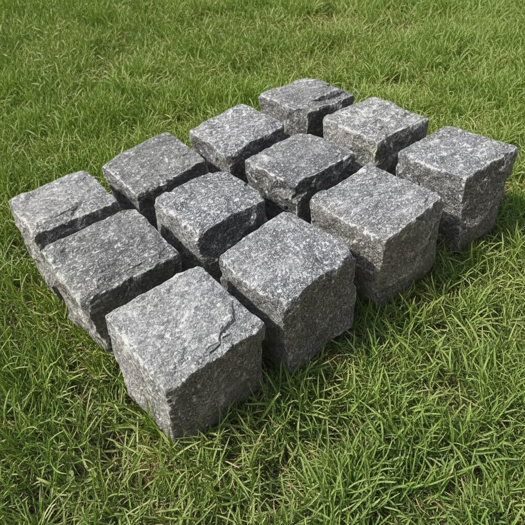 Amazon.co.jp: ピンコロ石 御影石 グレー 1丁掛 石 グレー御影石 庭 駐