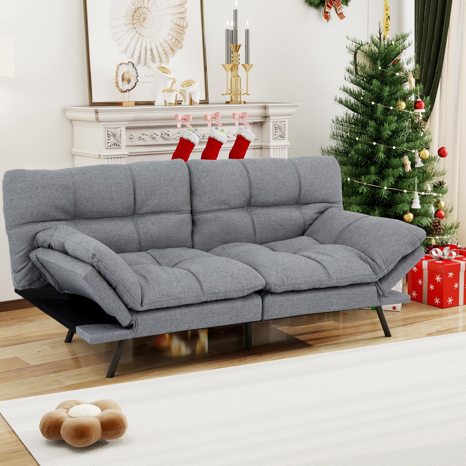 MUUEGM Futon Couch Convertible Memory Foam Sleeper Futon Sofa Bed ...