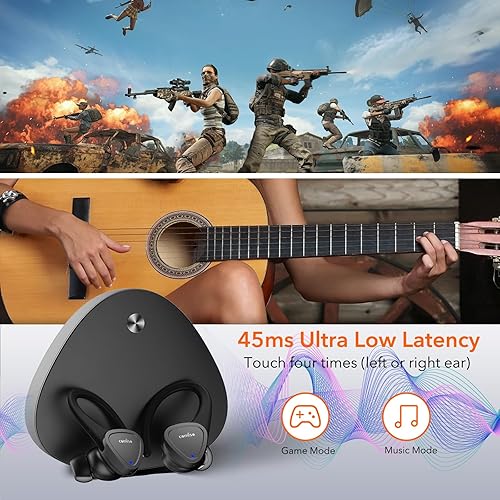 Miniatura 3 de comiso Auriculares inalámbricos E8 con graves intensos, Bluetooth 5.3 integrados ENC y ecualizador activo, control táctil, tiempo de reproducción de