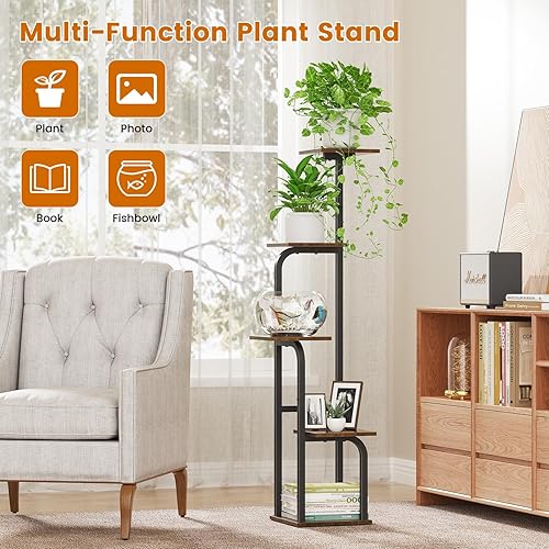 Miniatura 5 de Soporte para plantas de 5 niveles para interiores, estante para múltiples plantas, estante para macetas, estante de exhibición de macetas para
