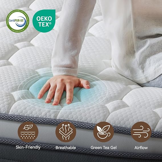 Queen Mattress, 12 Inch Hybrid Mattress in a Box for Pressure Relief & Motion Isolation, Reinforced Pocket Springs & Memory Foam, Cooling Airflow, Targeted Comfort, CertiPUR-US Certified