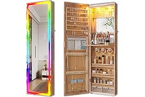 HNEBC Full Mirror Jewelry Cabinet with RGB Lights