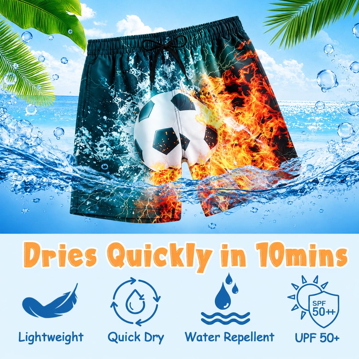 Idgreatim 5-16T Costume da bagno per ragazzi con fodera a compressione, costume da bagno estivo da spiaggia ad asciugatura rapida