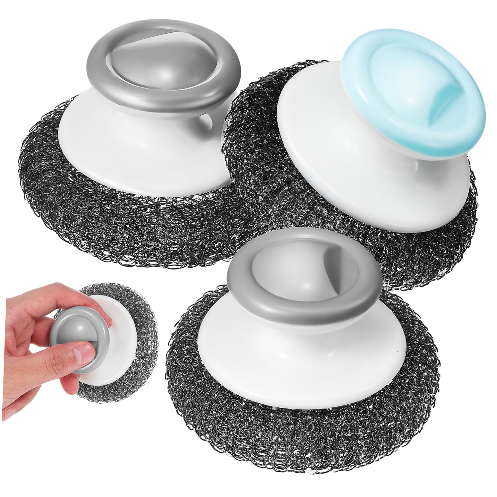 HOLIDYOYO Non-Slip Kitchen Dish Brush 3 Stainless Steel Scrubbers Dish Washing Brush for Stains Removal