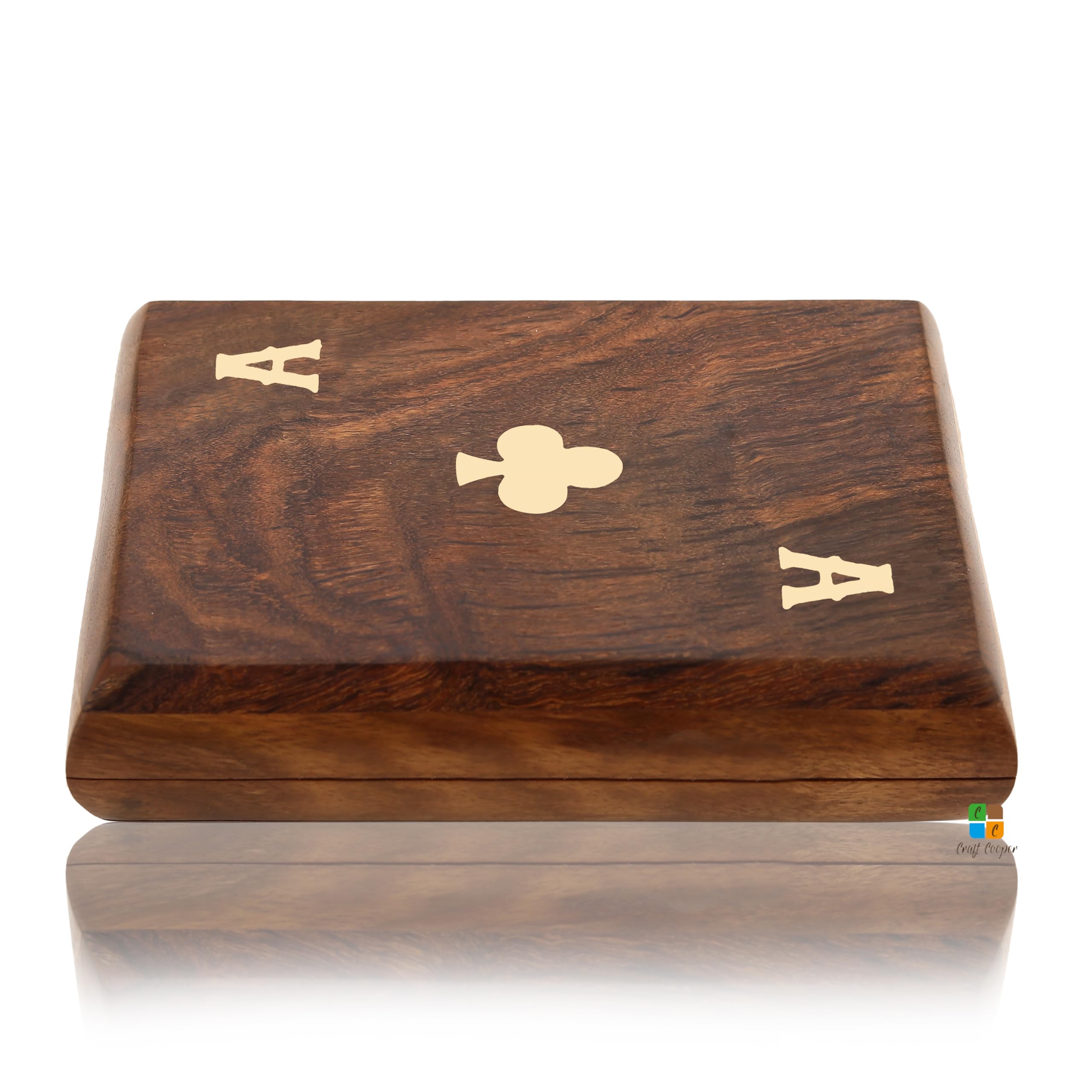 Craft Cooper || Unique Birthday Gift Ideas Handcrafted Classic Wooden Playing Card Holder Deck Box Storage Case Organizer (BROWN, 12x14.5x4) 2