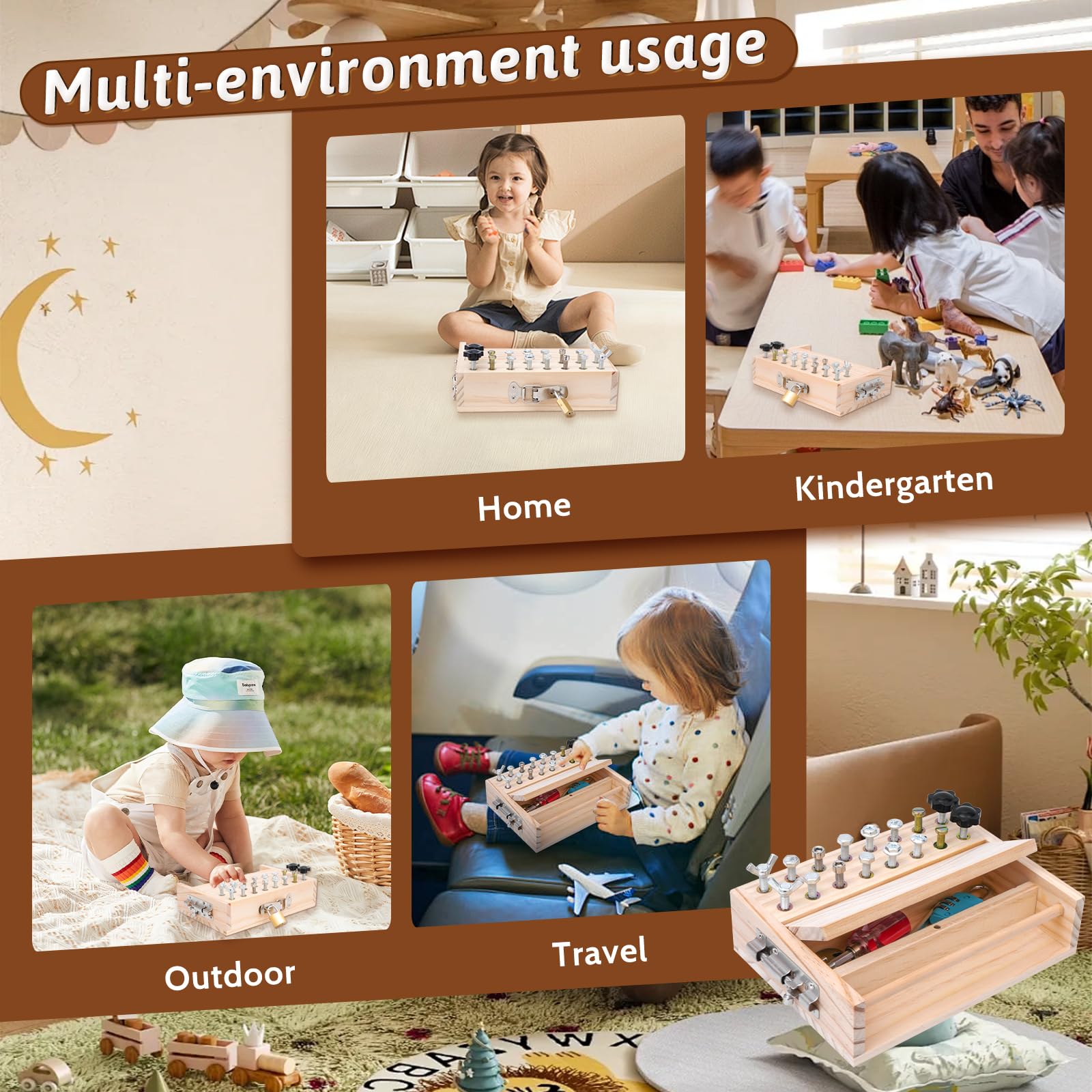 Montessori Jouet à partir de 3, 4, 5 ans, planche à visser en bois, jouet de motricité en bois, tournevis Busy Board, jouet éducatif, cadeau pour filles et garçons