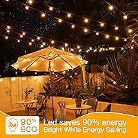 Vista 7 de Ollny 100FT Outdoor String Lights, Waterproof Connectable Shatterproof Outside Light with 50 Edison + 3 Spare LED Bulbs Plug in, Patio Lights for