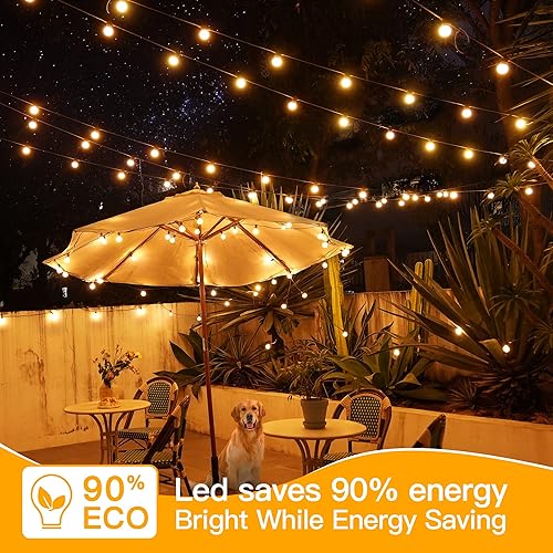 Miniatura 7 de Ollny - Tira de luces G40 para exteriores de 100 pies, impermeable, conectable, inastillable, luz de patio con 50 Edison + 4 bombillas LED de