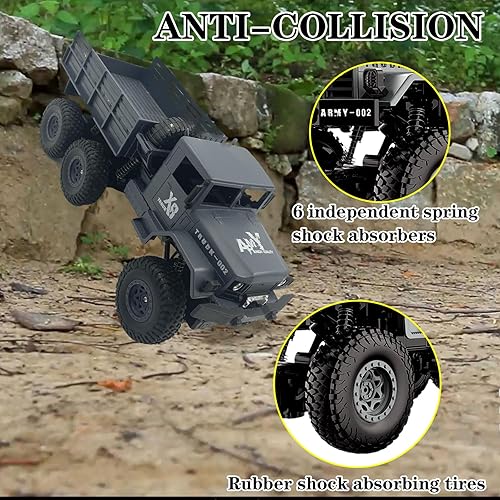 Miniatura 3 de Camión militar a control remoto de juguete para niños de 4 a 12 años, 4WD escala 116, control remoto, rastreador del ejército, juguete de transporte