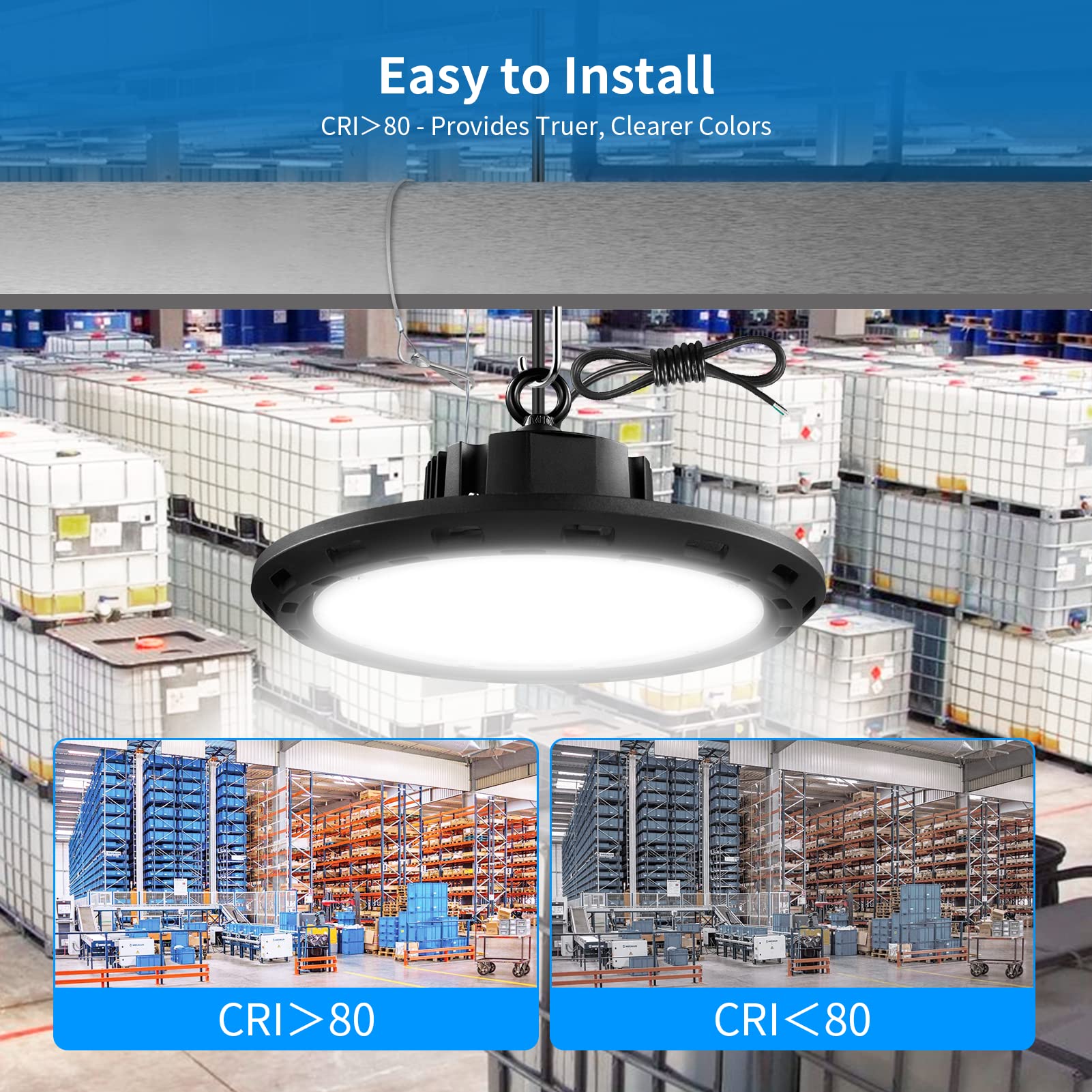 Viugreum LED High Bay Light 150W 10 Pack 1-10V Dimmable 5000K UFO High Bay Lights Equivalent to 600W — view 3