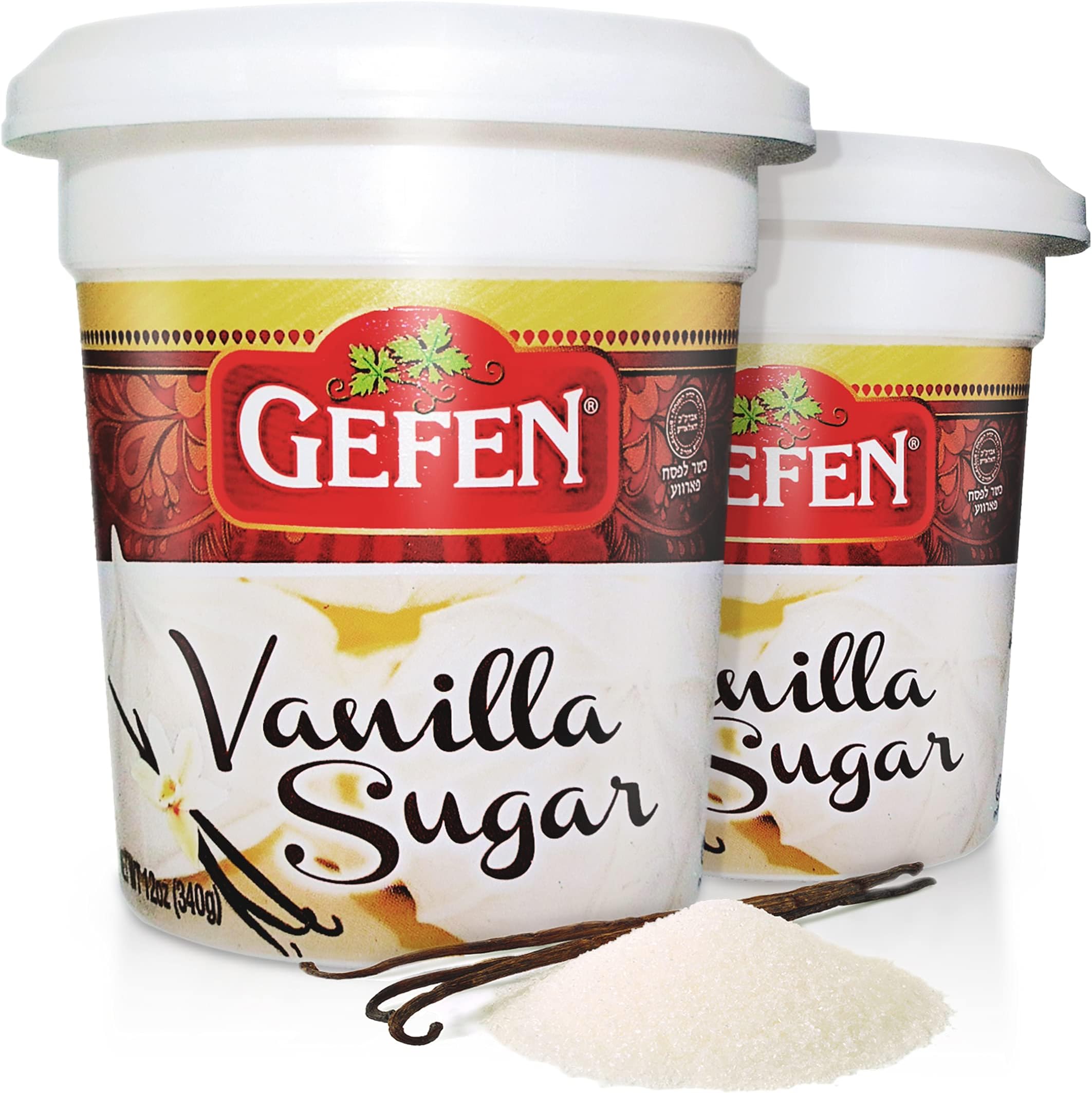 Gefen Vanilla Sugar, 12oz, (2 Pack), Resealable Container, Measuring Scoop Included