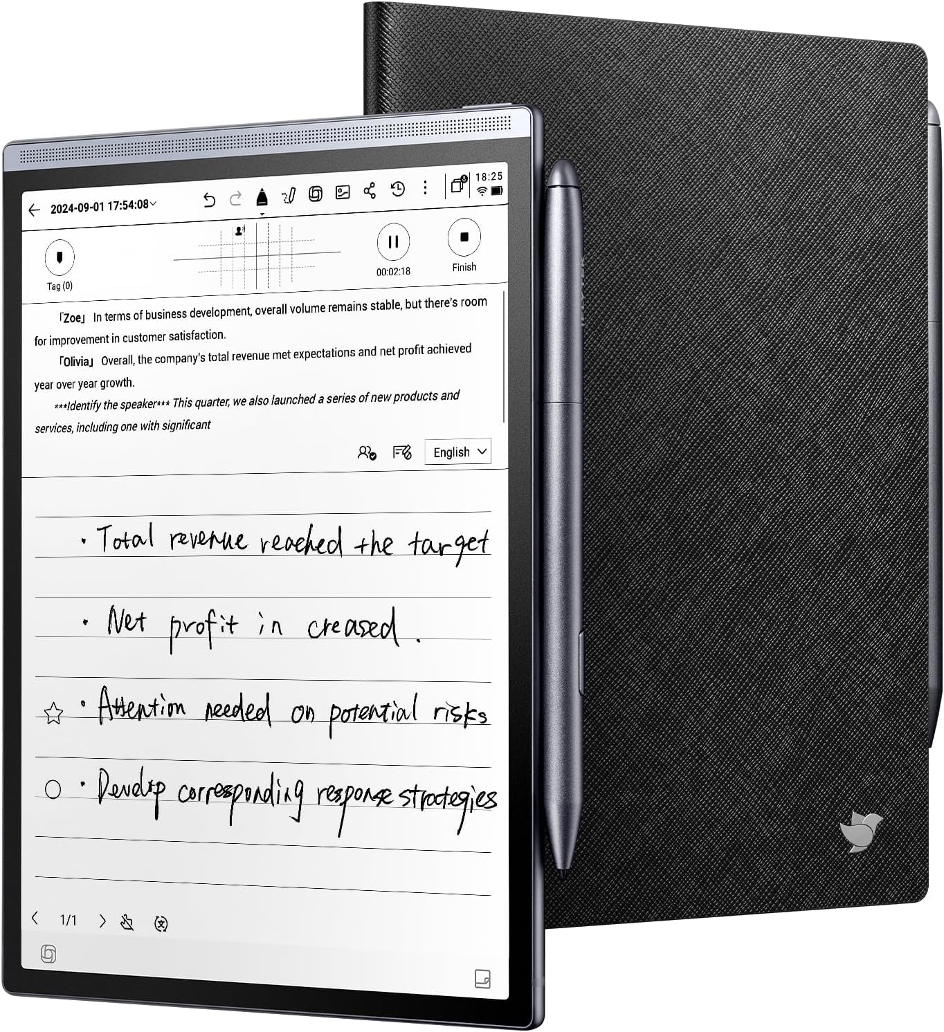 AINOTE Air 2 Hülle 20,8 cm 8,2 Zoll AI-Notizbuch-Tablet 24 Stufen Licht Stift Sprach-zu-Text Transkription mehrsprachig